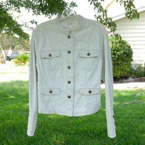 Cream Garnet Hill Corduroy Mandarin Collar Jacket Size 10